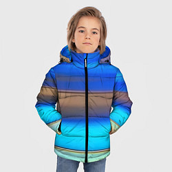 Куртка зимняя для мальчика Голубые и коричневые полосы, цвет: 3D-светло-серый — фото 2