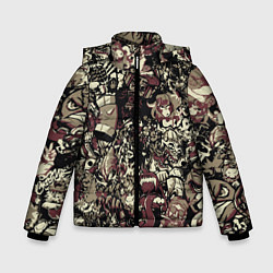 Куртка зимняя для мальчика Граффити патерн, цвет: 3D-черный