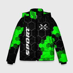 Куртка зимняя для мальчика Exeed green sport hexagon, цвет: 3D-черный