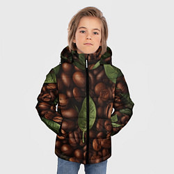 Куртка зимняя для мальчика Кофейные зёрна с листьями, цвет: 3D-черный — фото 2