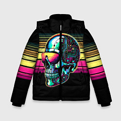 Куртка зимняя для мальчика Cyber skull - ai art fantasy, цвет: 3D-светло-серый