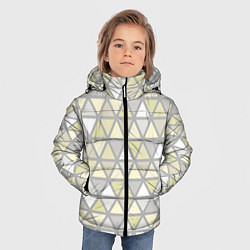 Куртка зимняя для мальчика Паттерн геометрия светлый жёлто-серый, цвет: 3D-черный — фото 2