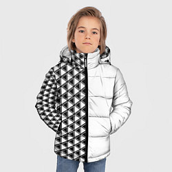 Куртка зимняя для мальчика Чёрные треугольники на белом фоне, цвет: 3D-светло-серый — фото 2