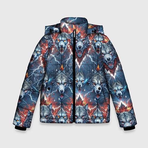 Зимняя куртка для мальчика Волчки эпичный паттерн / 3D-Черный – фото 1