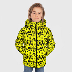 Куртка зимняя для мальчика Опасные знаки со скелетами паттерн, цвет: 3D-светло-серый — фото 2