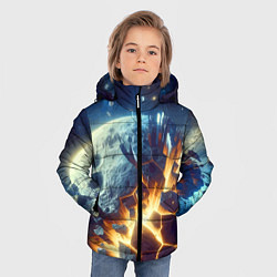 Куртка зимняя для мальчика Взрыв планеты - космос от нейросети, цвет: 3D-светло-серый — фото 2