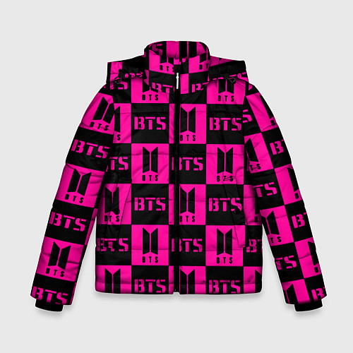 Зимняя куртка для мальчика BTS pattern pink logo / 3D-Красный – фото 1