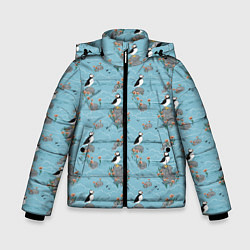 Зимняя куртка для мальчика Маленькие птицы на скалах
