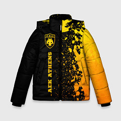 Куртка зимняя для мальчика AEK Athens - gold gradient по-вертикали, цвет: 3D-черный