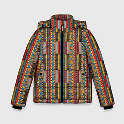 Куртка зимняя для мальчика Африканские полоски, цвет: 3D-черный