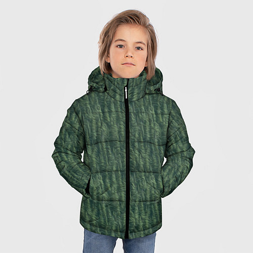 Зимняя куртка для мальчика Зеленые клубы шерсти / 3D-Светло-серый – фото 3