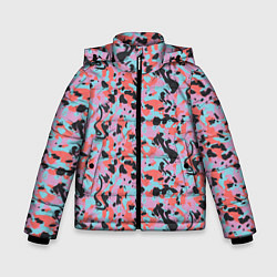Куртка зимняя для мальчика Неоновый пиксельный камуфляжный паттерн, цвет: 3D-светло-серый
