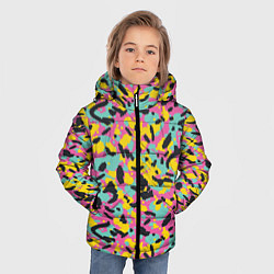 Куртка зимняя для мальчика Пиксельный камуфляжный паттерн в неоновых цветах, цвет: 3D-светло-серый — фото 2