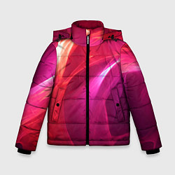 Куртка зимняя для мальчика Красно-розовый энергетический хаос волн, цвет: 3D-черный