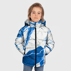 Куртка зимняя для мальчика Бело-синий мрамор, цвет: 3D-красный — фото 2