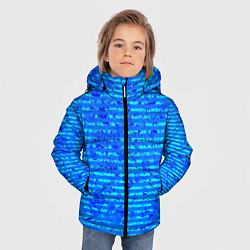 Куртка зимняя для мальчика Яркий голубой абстрактный полосатый, цвет: 3D-черный — фото 2