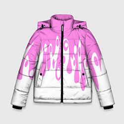 Куртка зимняя для мальчика Потеки розовой краски на белом, цвет: 3D-черный