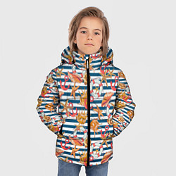 Куртка зимняя для мальчика Морской узор в полоску, цвет: 3D-черный — фото 2