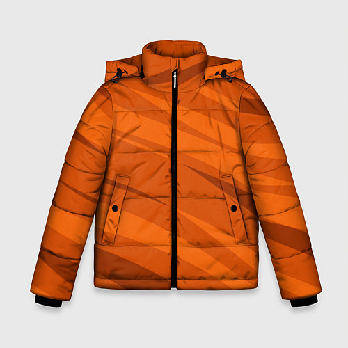 Зимняя куртка для мальчика Тёмный оранжевый полосами / 3D-Черный – фото 1