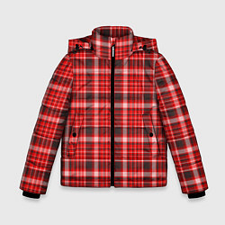Куртка зимняя для мальчика Красный клетчатый узор, цвет: 3D-светло-серый