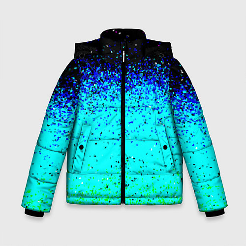 Зимняя куртка для мальчика Пикселизация неоновых цветов / 3D-Черный – фото 1