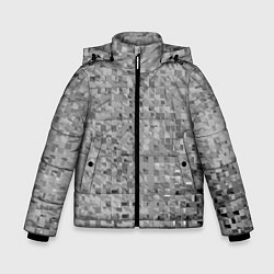 Куртка зимняя для мальчика Серый текстурированный кубики, цвет: 3D-черный