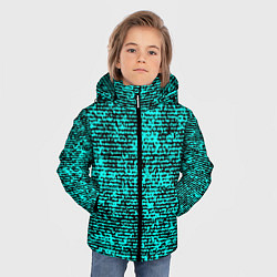 Куртка зимняя для мальчика Ярко-голубой в чёрную текстурированную полоску, цвет: 3D-черный — фото 2