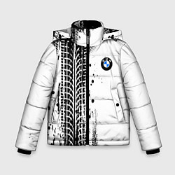 Куртка зимняя для мальчика БМВ - следы от шин, цвет: 3D-черный