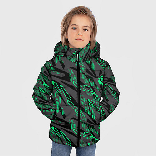 Зимняя куртка для мальчика Абстрактный камуфляжный узор / 3D-Светло-серый – фото 3