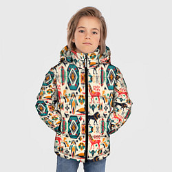 Куртка зимняя для мальчика Африканские узор лев и жираф, цвет: 3D-красный — фото 2