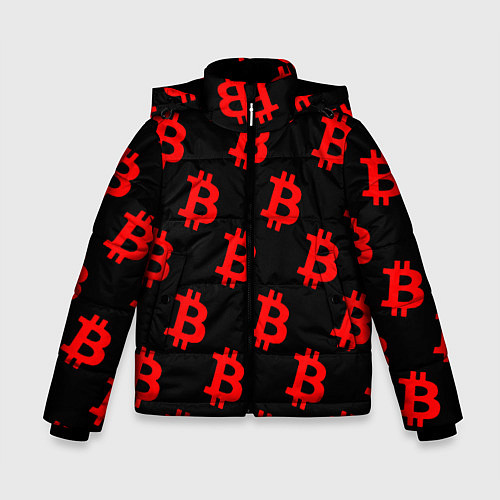 Зимняя куртка для мальчика Bitcoin red logo money / 3D-Черный – фото 1