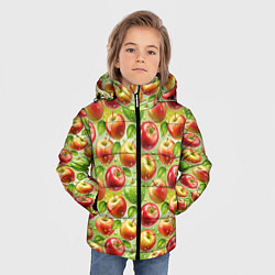 Куртка зимняя для мальчика Натуральные яблоки паттерн, цвет: 3D-красный — фото 2