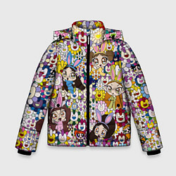 Куртка зимняя для мальчика Right now NewJeans and Takashi Murakami, цвет: 3D-черный