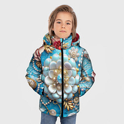 Куртка зимняя для мальчика Цветы и жемчуг, цвет: 3D-красный — фото 2