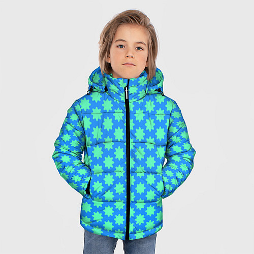 Зимняя куртка для мальчика Паттерн голубые звездочки / 3D-Красный – фото 3