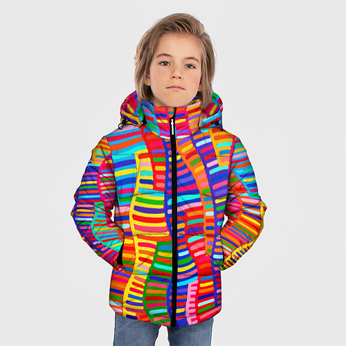 Зимняя куртка для мальчика Абстрактная полноцветная живопись / 3D-Красный – фото 3