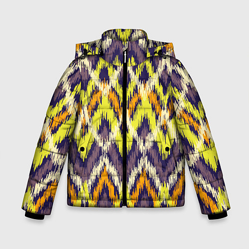 Зимняя куртка для мальчика Разноцветный ромбовидный орнамент / 3D-Черный – фото 1