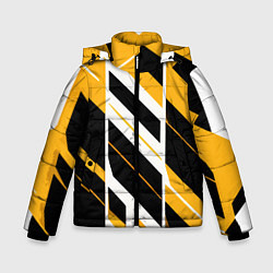 Зимняя куртка для мальчика Black and yellow stripes on a white background