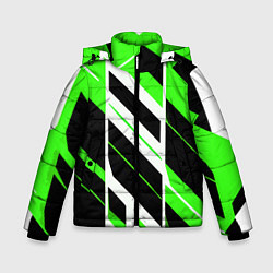 Куртка зимняя для мальчика Black and green stripes on a white background, цвет: 3D-красный