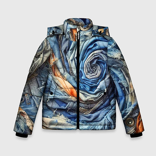 Зимняя куртка для мальчика Джинсовая воронка - модный тренд / 3D-Черный – фото 1