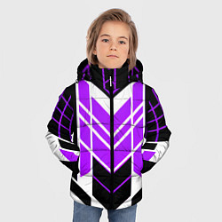 Куртка зимняя для мальчика Purple and black stripes on a white background, цвет: 3D-красный — фото 2