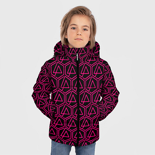 Зимняя куртка для мальчика Linkin park pink logo / 3D-Красный – фото 3