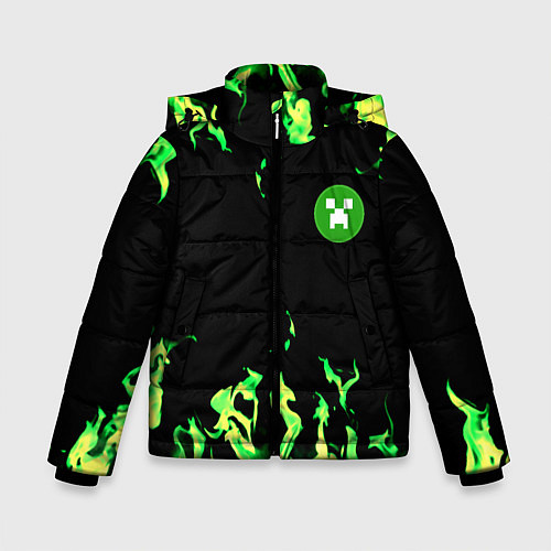 Зимняя куртка для мальчика Minecraft green flame / 3D-Черный – фото 1