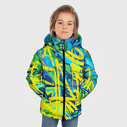 Куртка зимняя для мальчика Желто-зеленое граффити, цвет: 3D-черный — фото 2