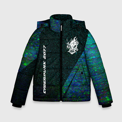 Зимняя куртка для мальчика Cyberpunk 2077 glitch blue / 3D-Черный – фото 1