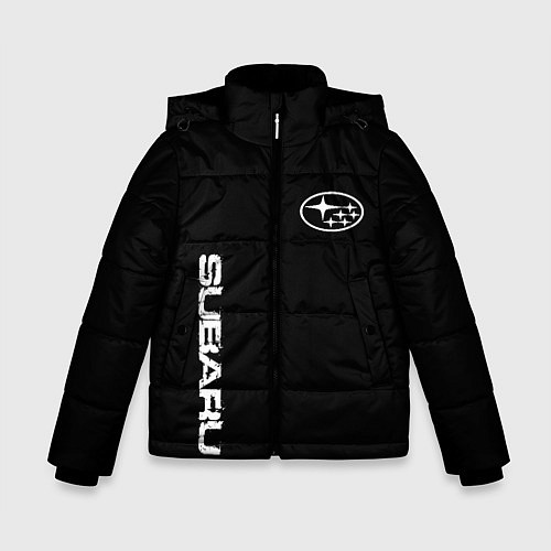 Зимняя куртка для мальчика Subaru logo white / 3D-Черный – фото 1