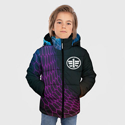 Куртка зимняя для мальчика FAW neon hexagon, цвет: 3D-черный — фото 2