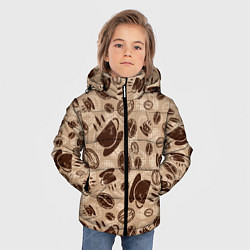 Куртка зимняя для мальчика Кофейный узор, цвет: 3D-черный — фото 2