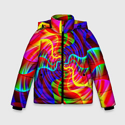 Куртка зимняя для мальчика Абстрактные волнистые линии, цвет: 3D-черный