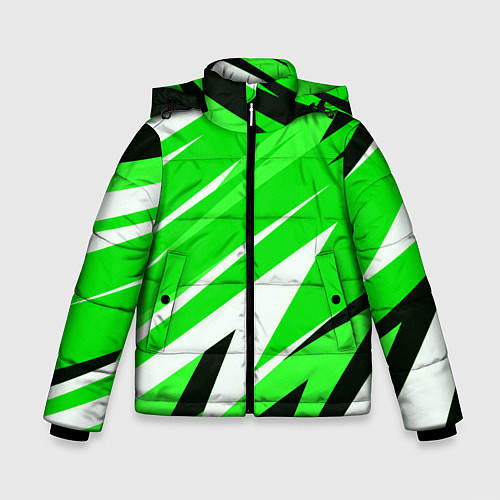 Зимняя куртка для мальчика Geometry stripes green / 3D-Черный – фото 1